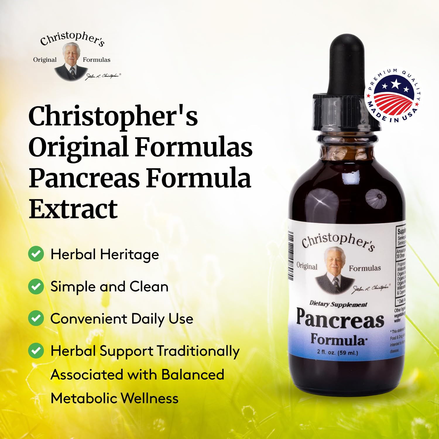 Extrait Pancréas Christopher's – ingrédients naturels sans additifs.
