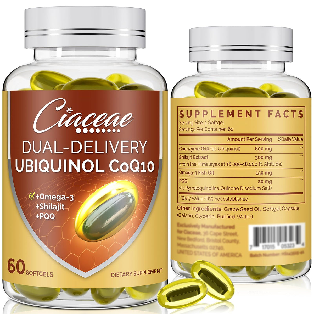 Ciaceae Ubiquinol CoQ10: bouteille prête à soutenir l énergie au quotidien.