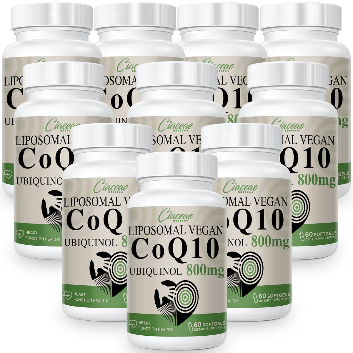 Ciaceae CoQ10 liposomale, bouteille 800 mg, soutien potentiel d'énergie quotidienne.