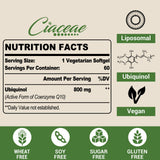 Gélules véganes Ciaceae CoQ10, emballage 60 unités, énergie potentielle.