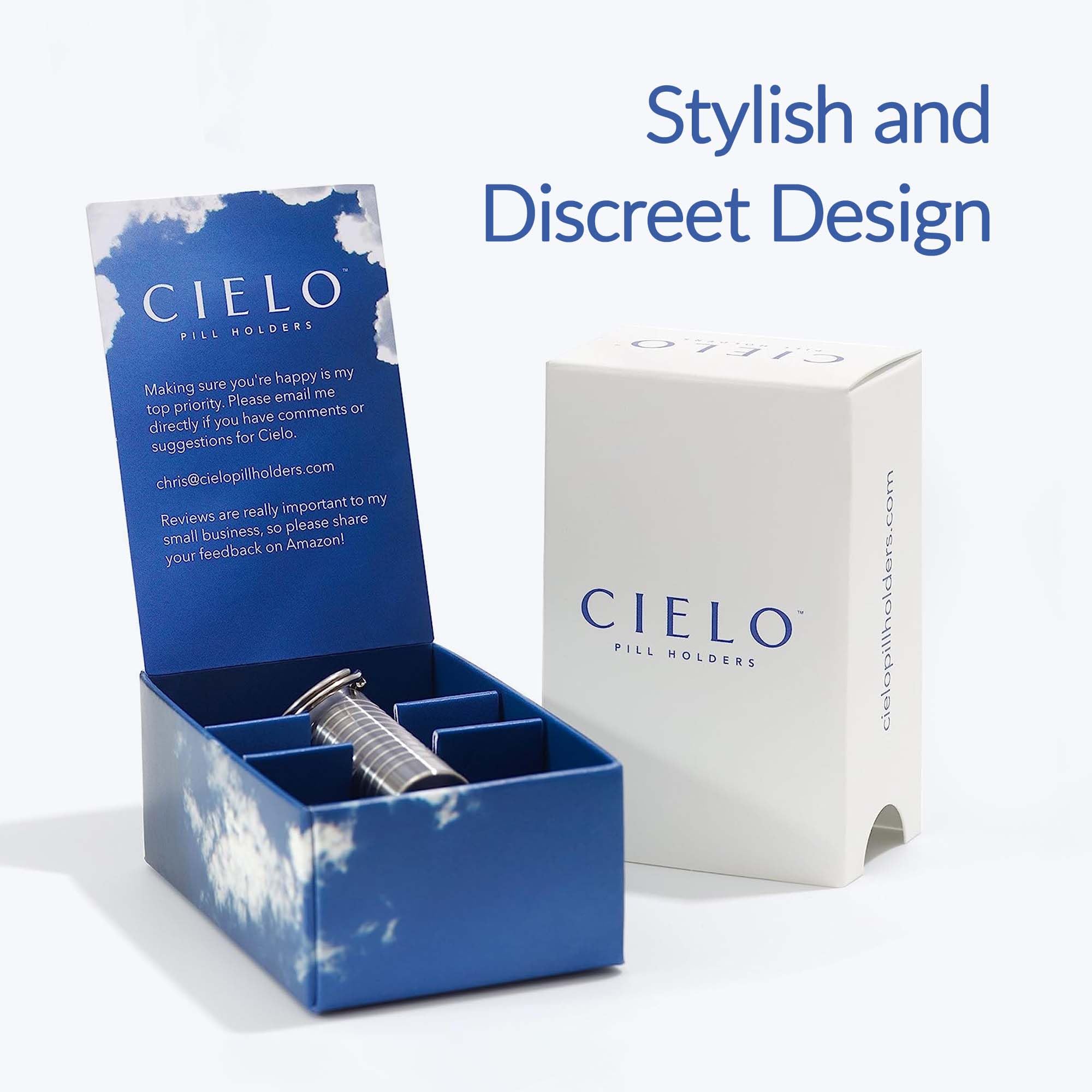 Cielo porte-pilules nitroglycerine compact, design discret et attachage facile au sac.
