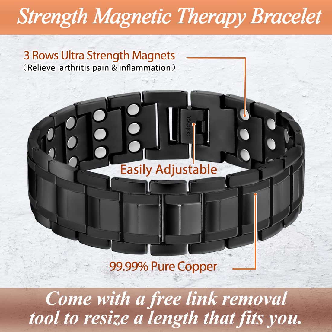 Bague Cigmag en cuivre assortie au bracelet magnétique.