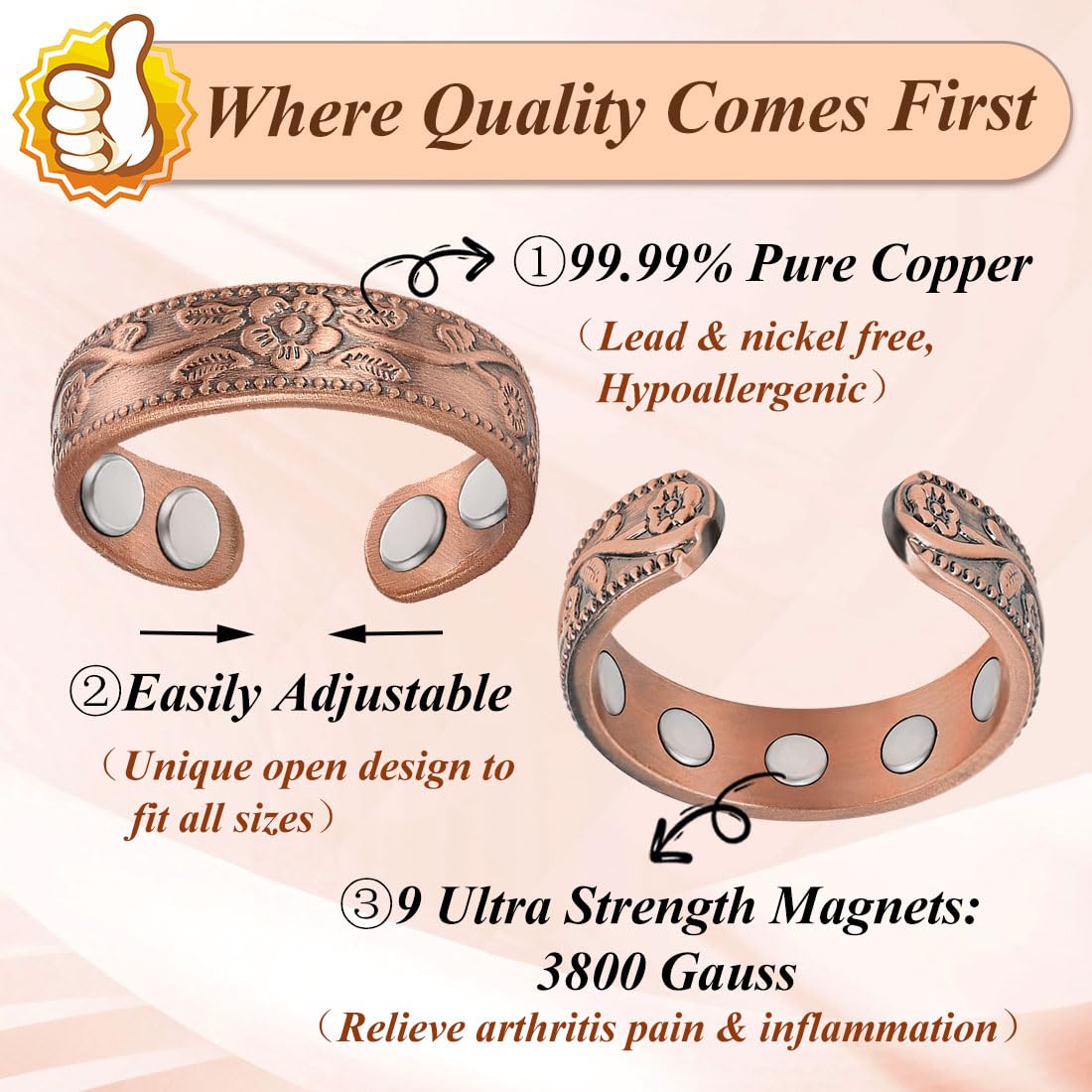 Bague Cigmag 9X prune avec 9 aimants et sensation de bien-etre.