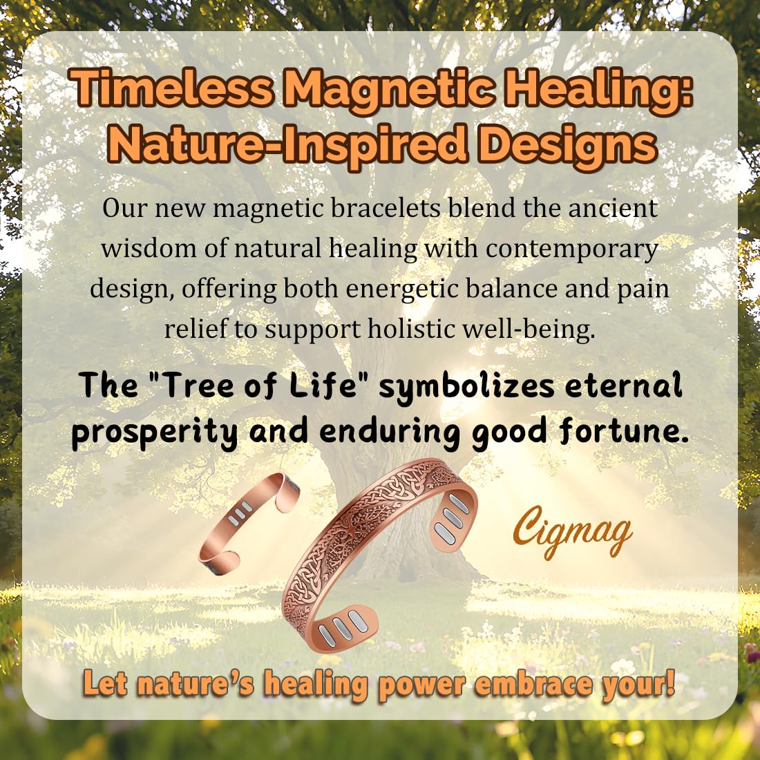 Bracelet Cigmag arbre de vie design cuivre, symbole positif et raffinement