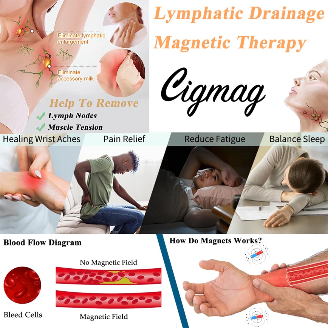 Cigmag bracelet cuivre pur avec finition laquée, résistant à l’oxydation.