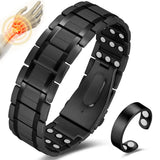 Cigmag bracelet magnétique trois rangs en titane, confort durable.