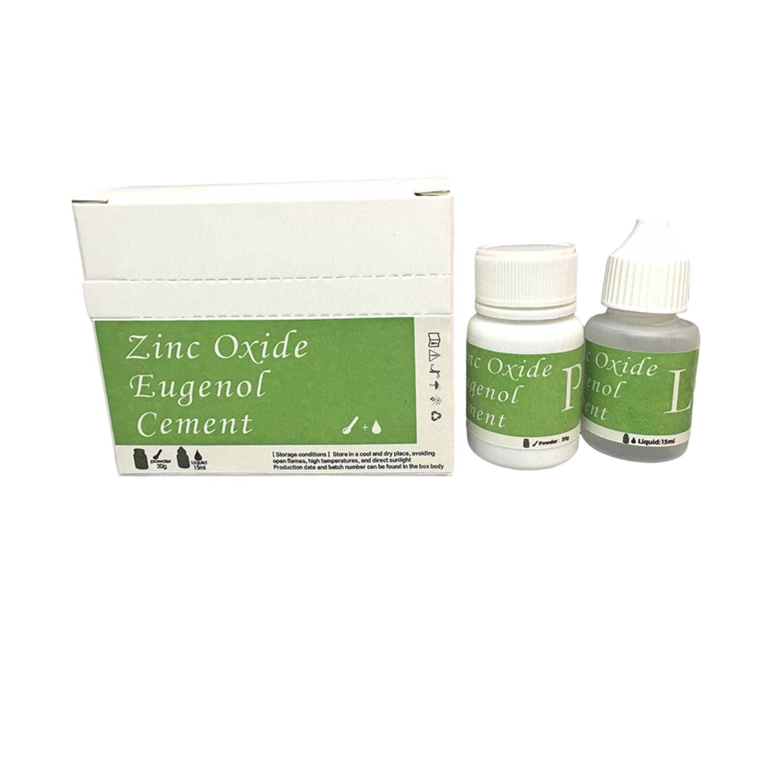 Ciment oxyde-de-zinc-eugénol kit remplacement temporaire des dents prêt à l’emploi.