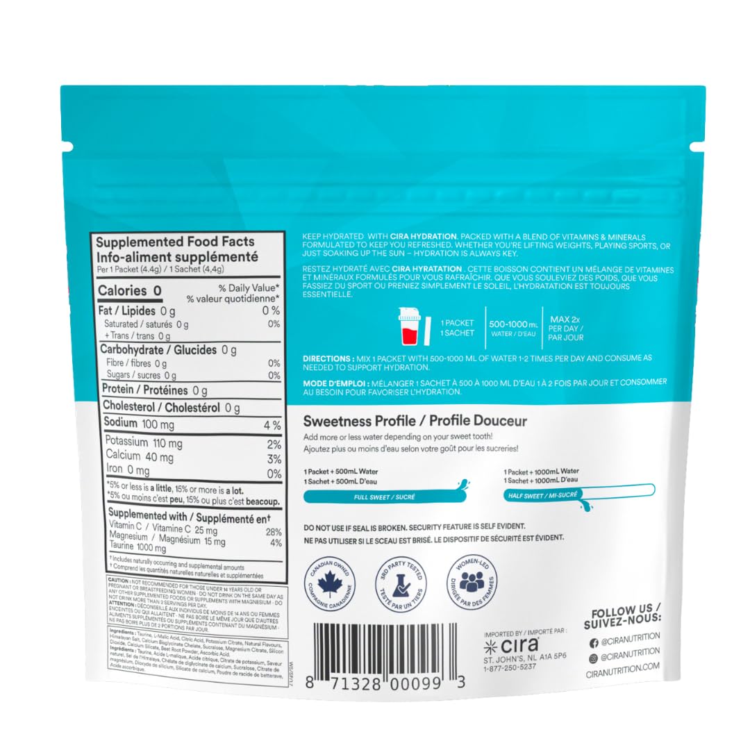 Cira Hydration goût pamplemousse intense, saveur rafraîchissante pour énergie rapide.