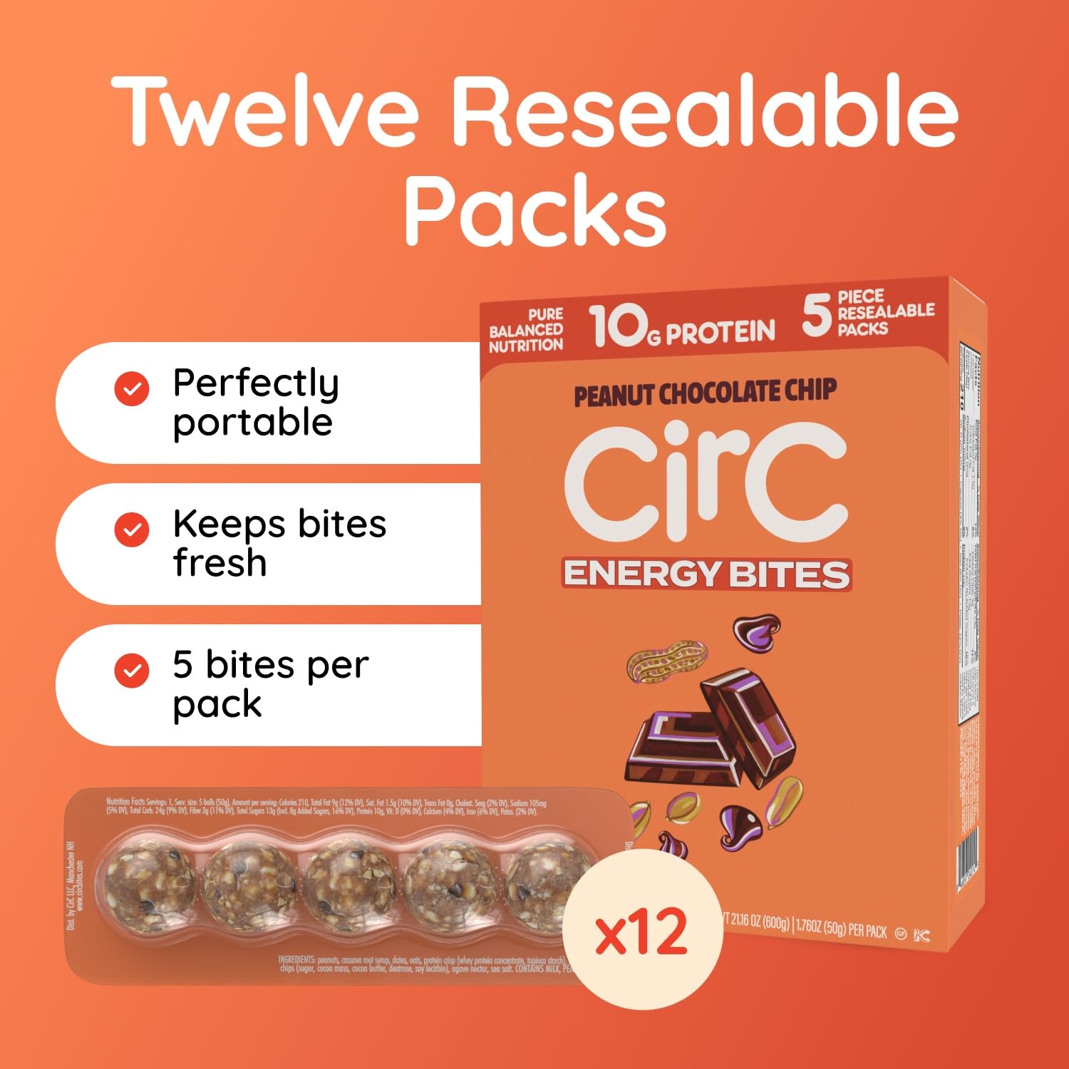 CirC Energy Bites: ingrédients naturels avoine et cacahuètes, snack sain et équilibré