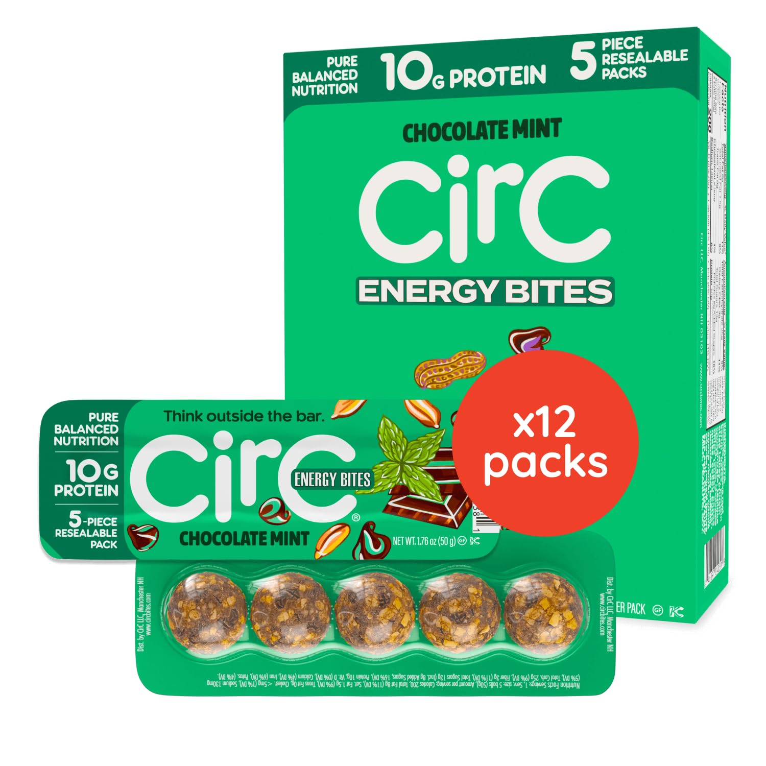 CirC Energy Bites menthe-chocolat-pépites : énergie gourmande et rafraîchissante.