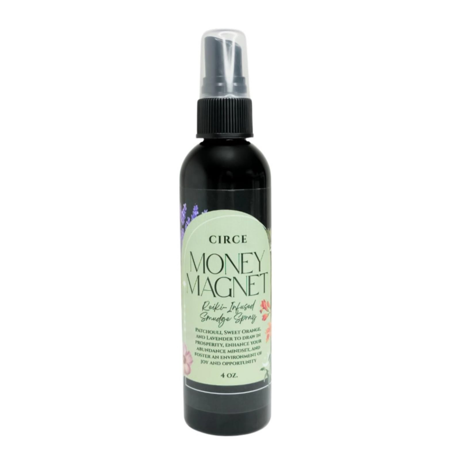 Circe Money Magnet Spray détail du flacon, présentation élégante prête à être utilisée.