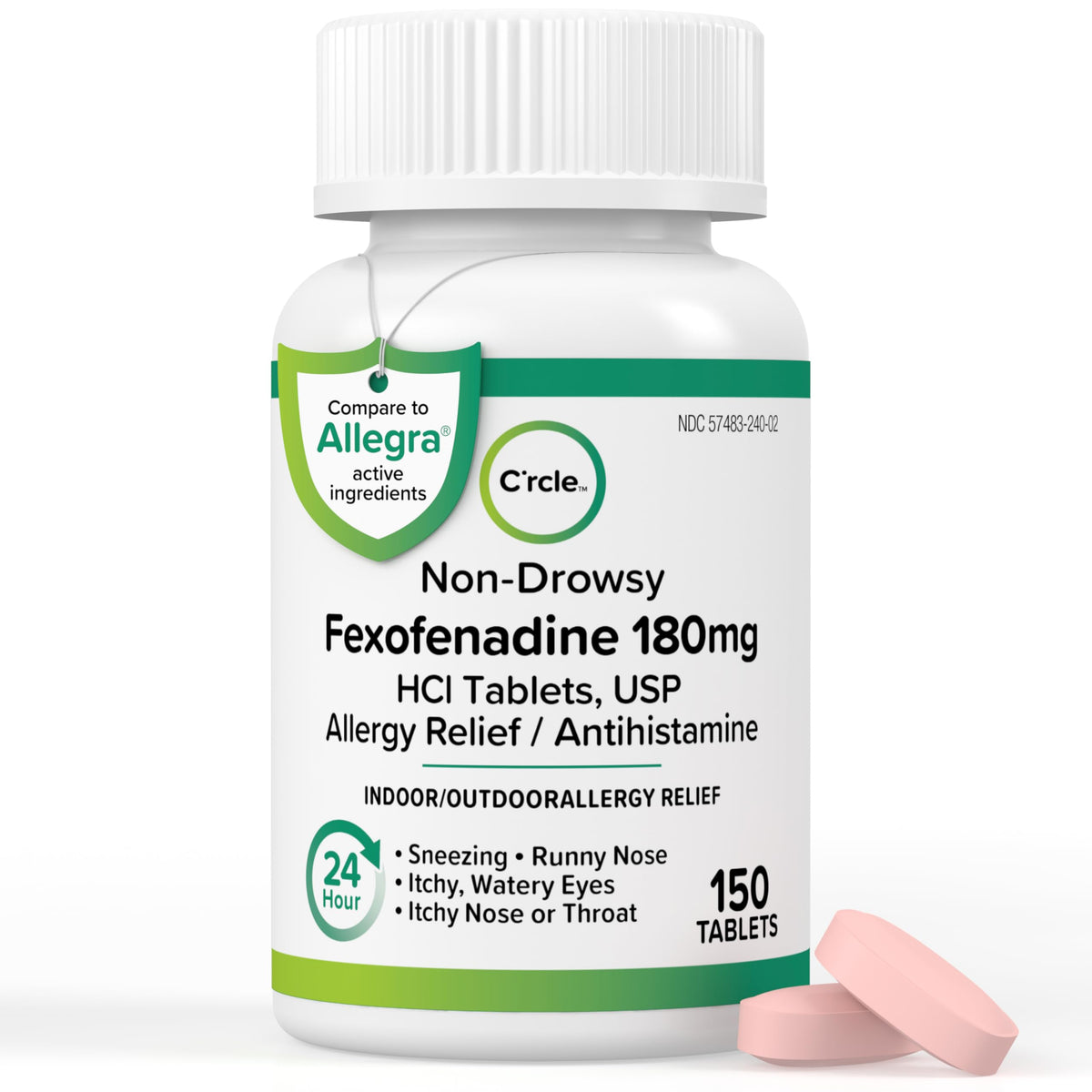 C'rcle Fexofenadine 180 mg – emballage clair et pratique pour usage quotidien.