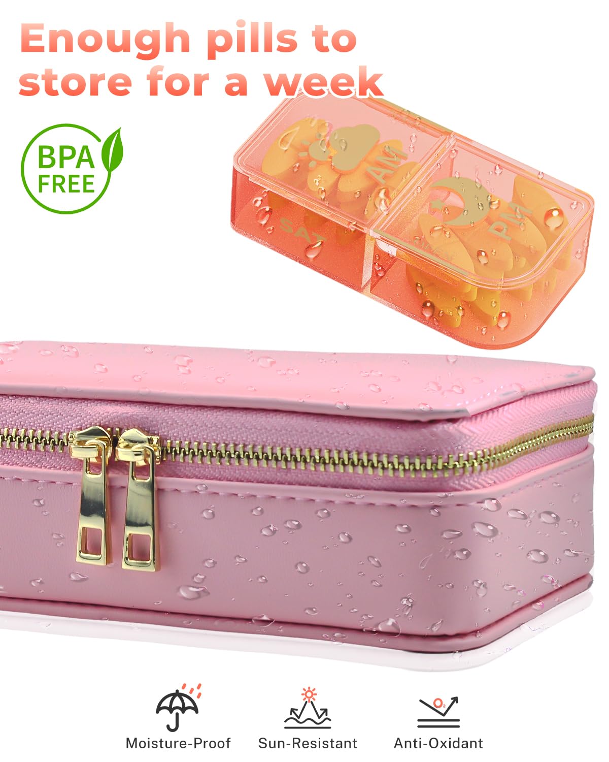 cisrgo etui pochette cosmétique rose dissimule les pilules en toute discrétion.