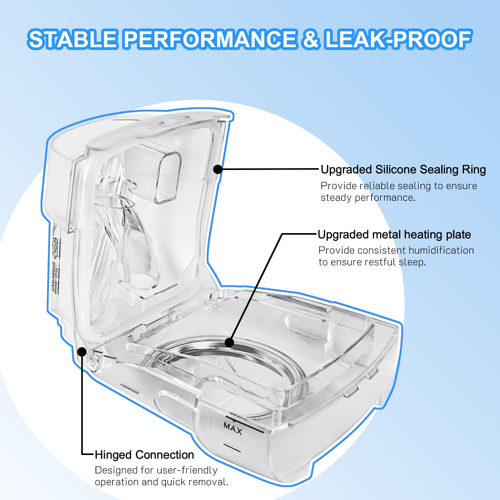 CKNET charnière-chambre-eau AirSense 11: démontage facile et nettoyage simplifié.