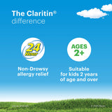 Enfant prenant un comprimé Claritin, solution pratique et discrète pour réconfort rapide.