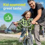 Enfant prenant un comprimé goût raisin Claritin après l'école.