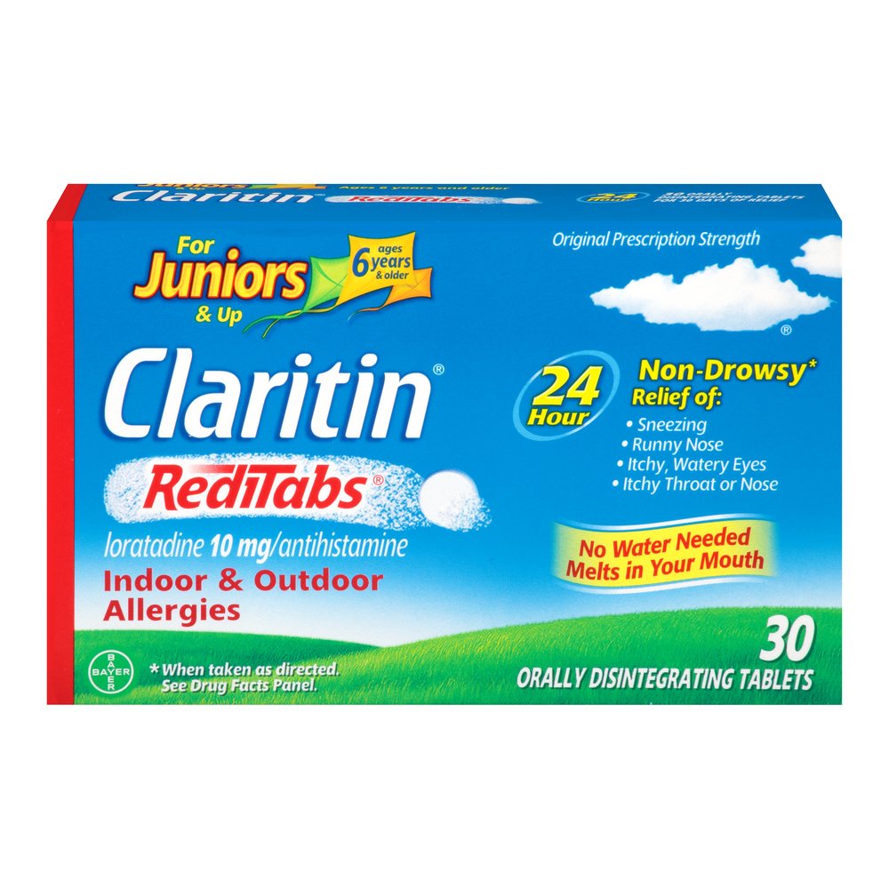 Claritin Junior RediTabs: paquet 30 comprimés pratique pour la famille.