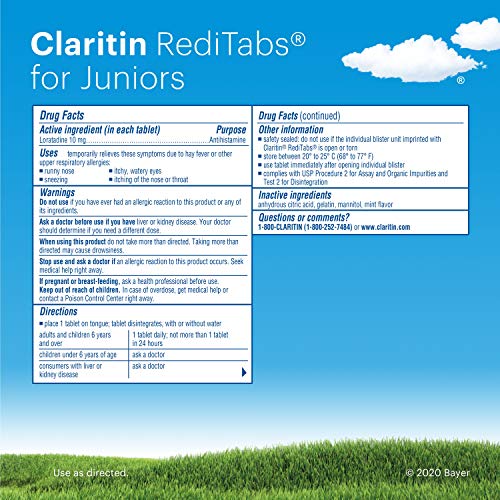 Tablette fondante douce Claritin Junior RediTabs.