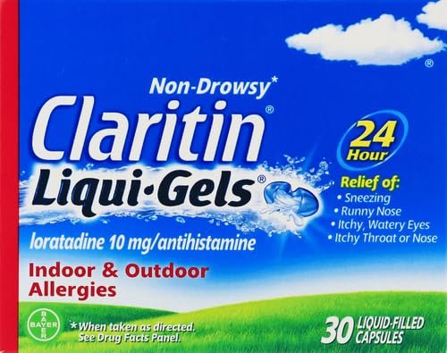 Capsule liquide Claritin Liqui-Gels prête à avaler, facilité d'ingestion.