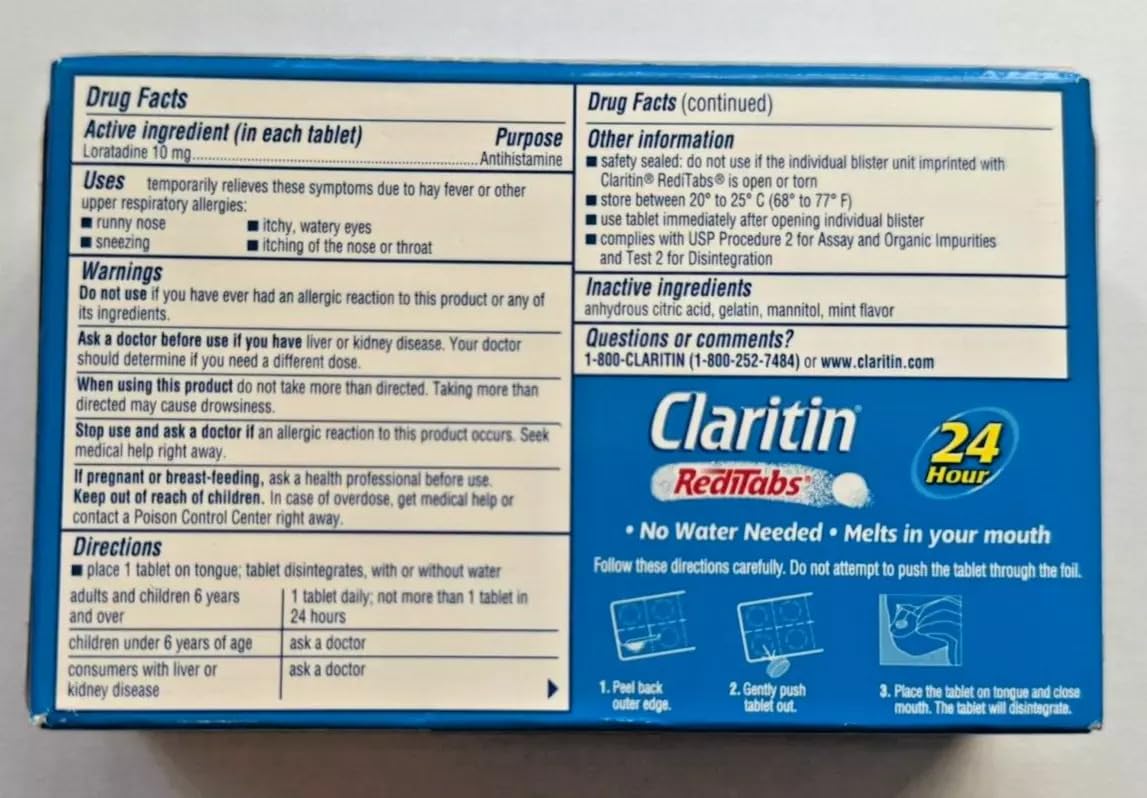 Usage quotidien des RediTabs Claritin pour rester actif toute la journée.