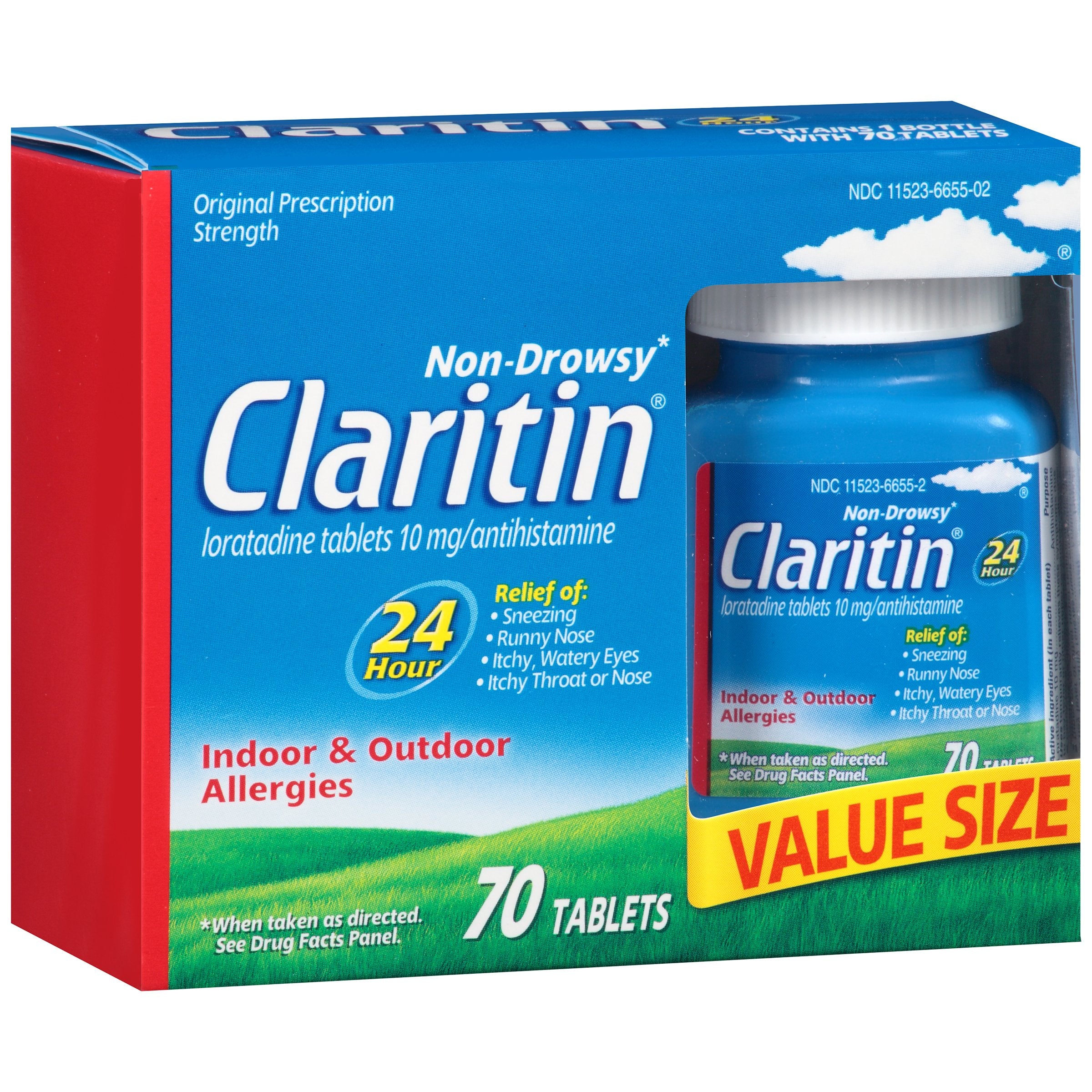 Claritin tablettes loratadine 24h soulagement intérieur et extérieur des allergies