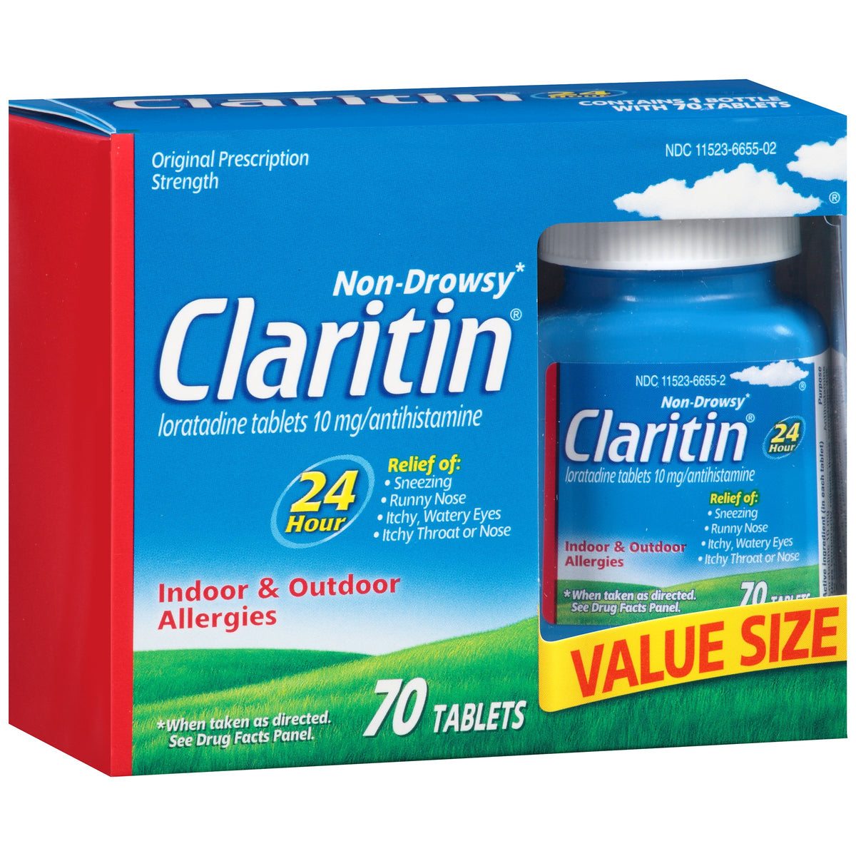 Claritin tablettes loratadine 24h soulagement intérieur et extérieur des allergies