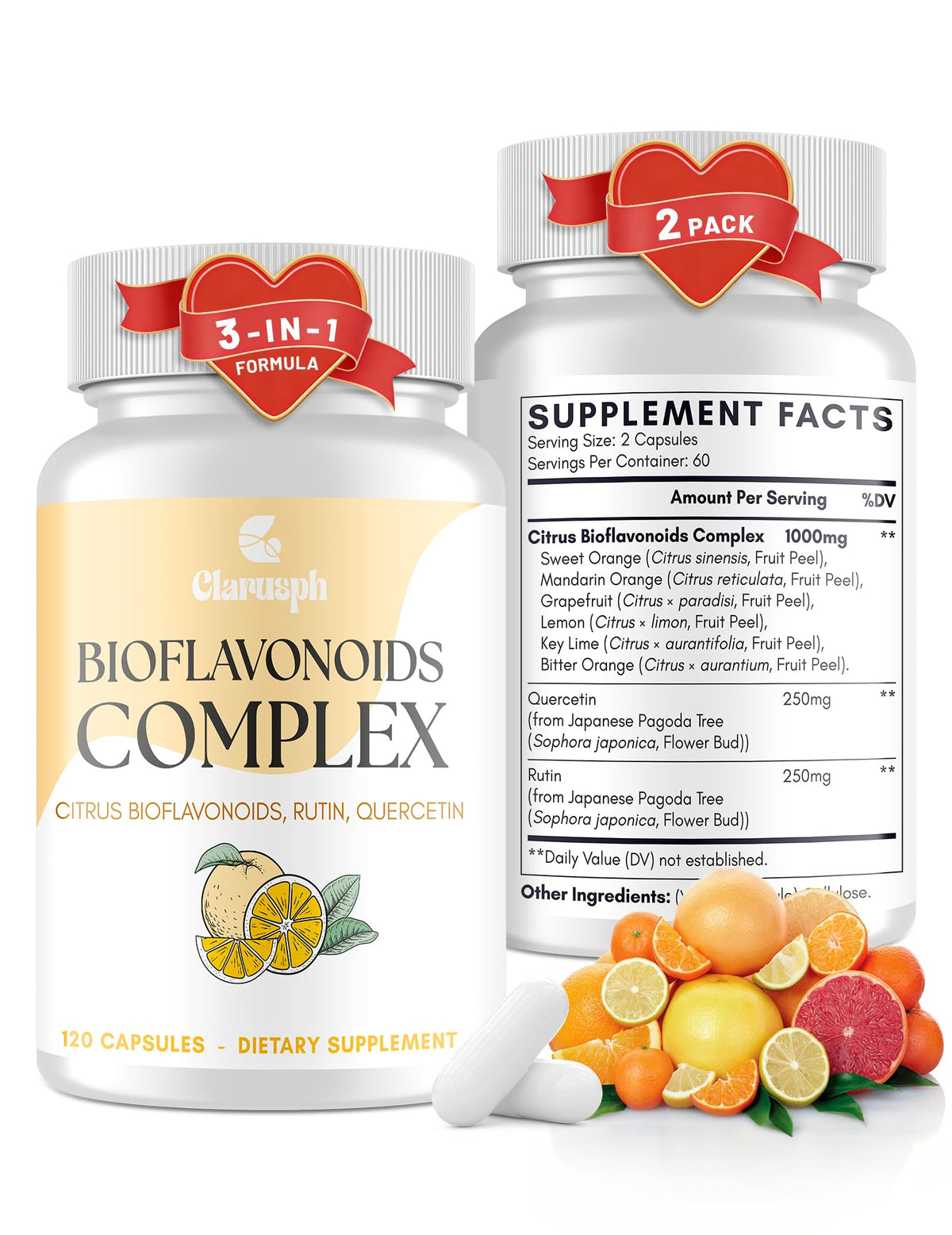 Clarusph bioflavonoïdes agrumes : bouteille montrant une formulation végétale potentiellement bénéfique pour la circulation