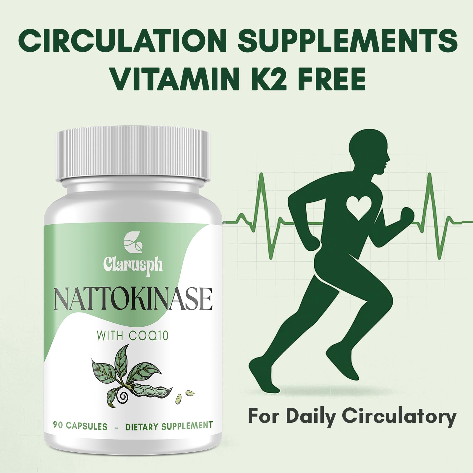 Clarusph Nattokinase 8000 FU – dosage simple en capsule unique.