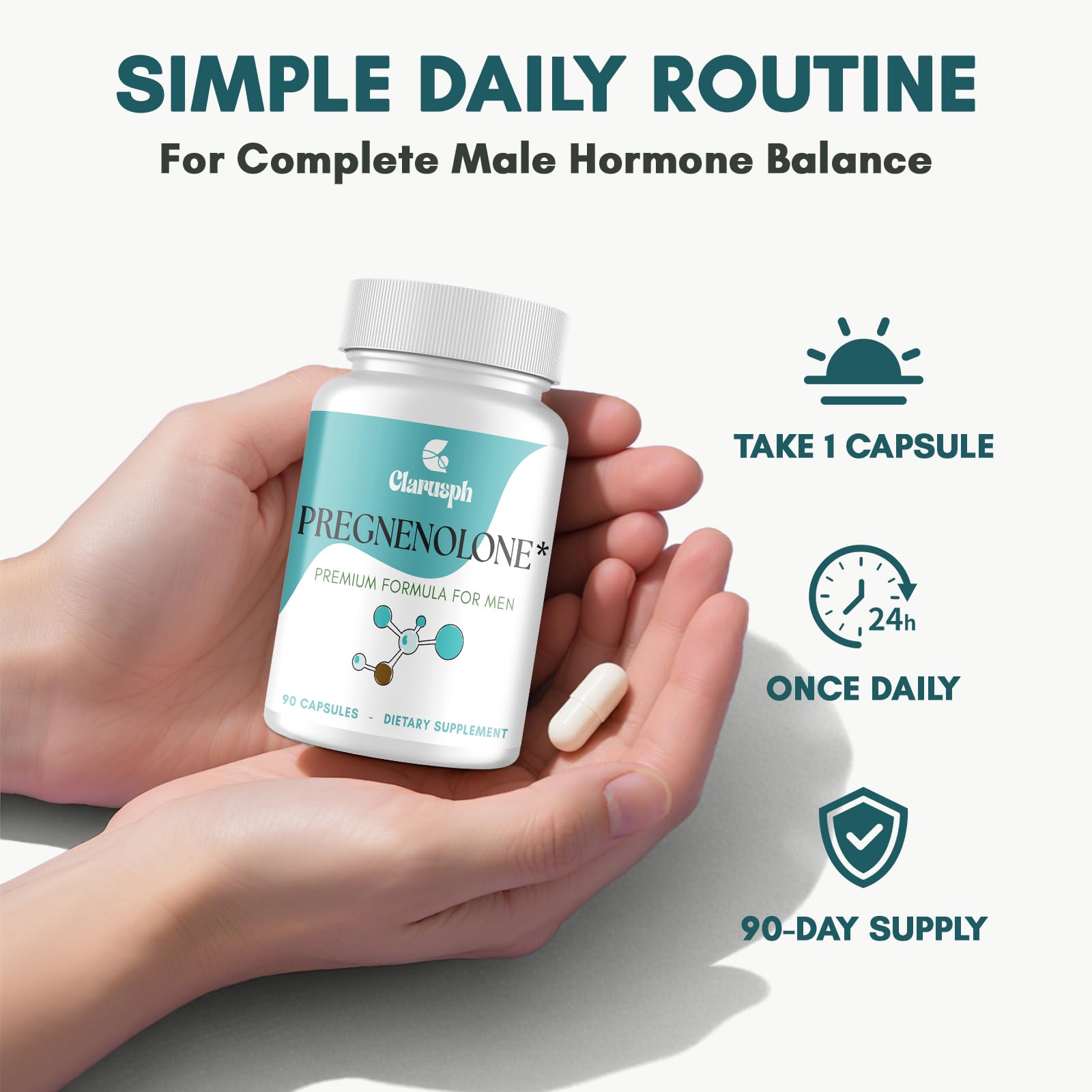Ingrédients naturels Clarusph Pregnenolone 50 mg DHEA, mélange botanique