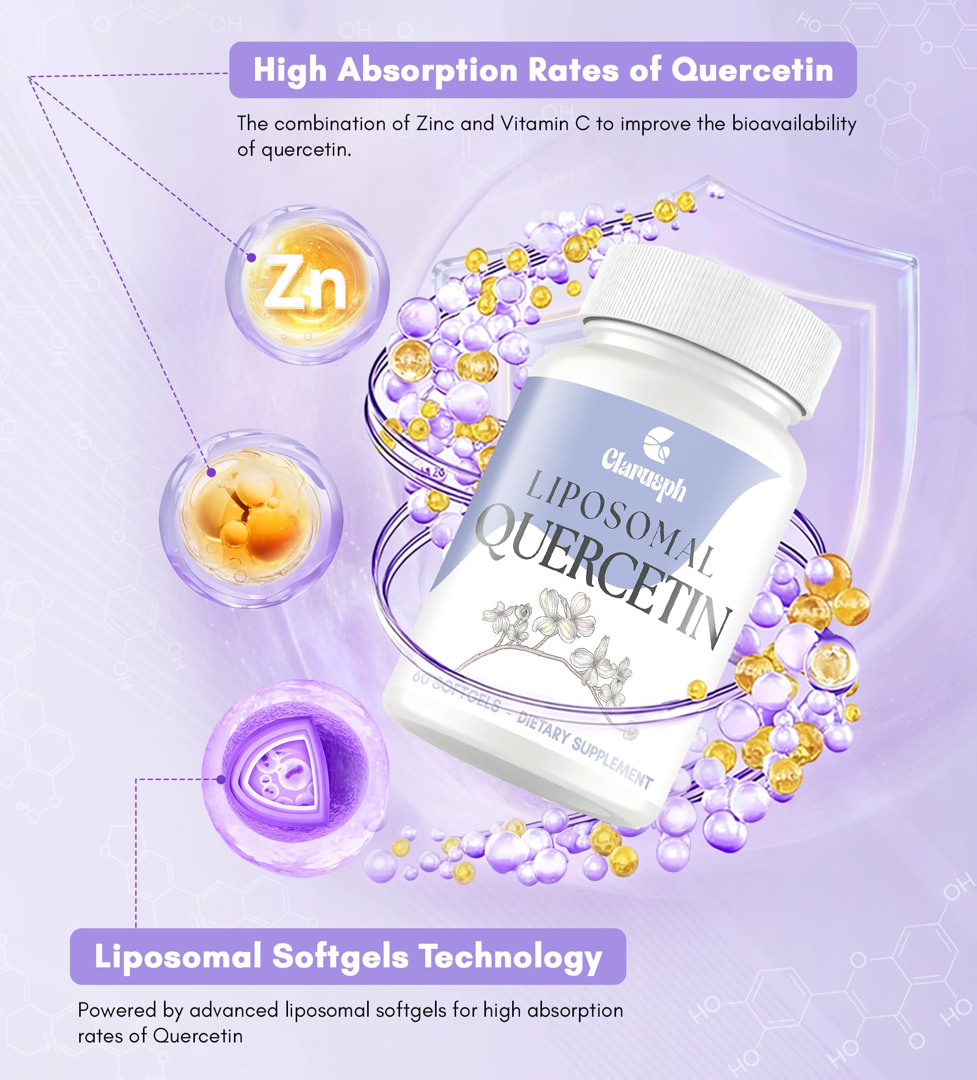 Clarusph Quercétine - absorption améliorée et soutien antioxydant.