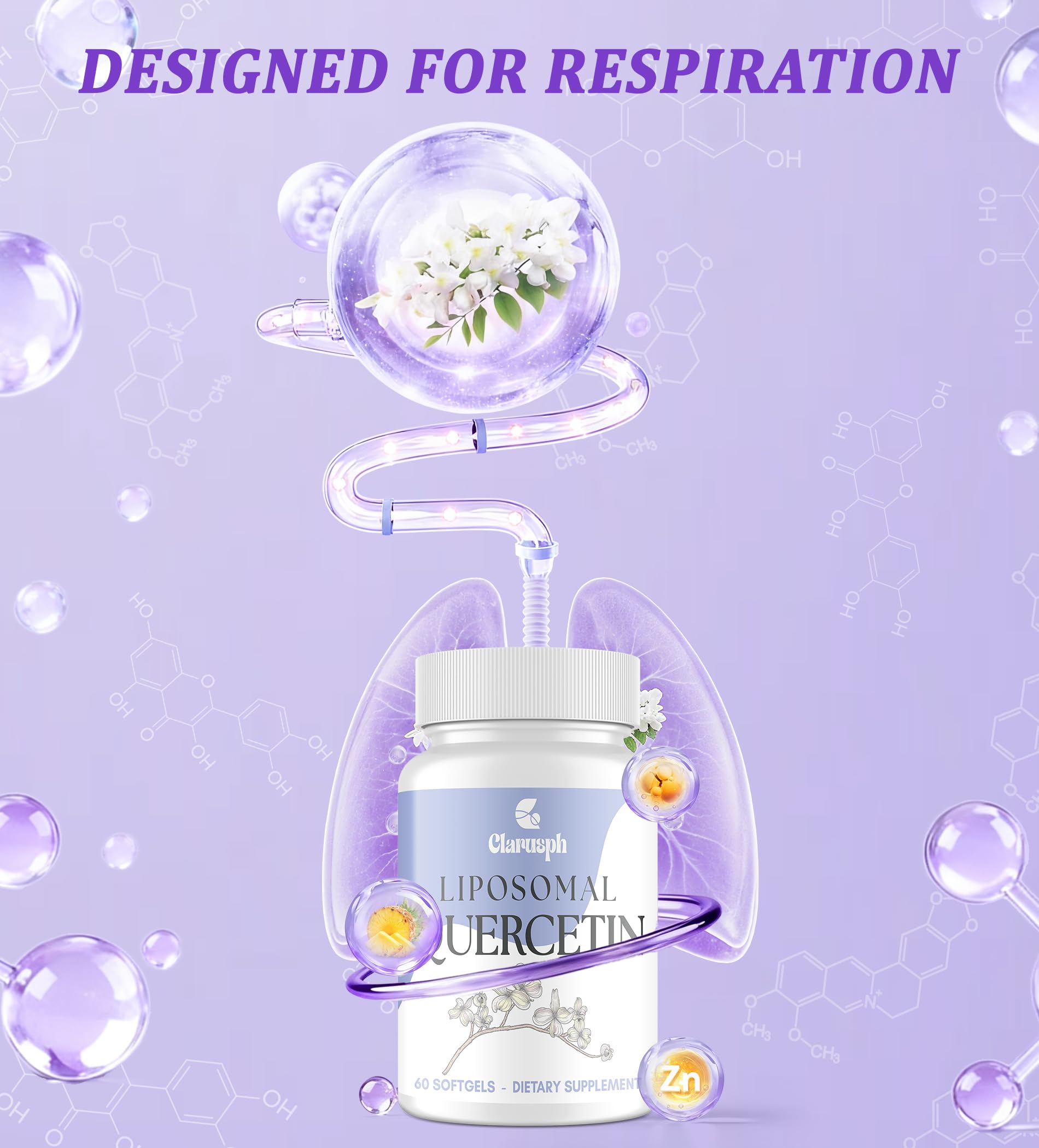 Quercétine liposomale Clarusph montrant l’absorption optimisée pour l’organisme.