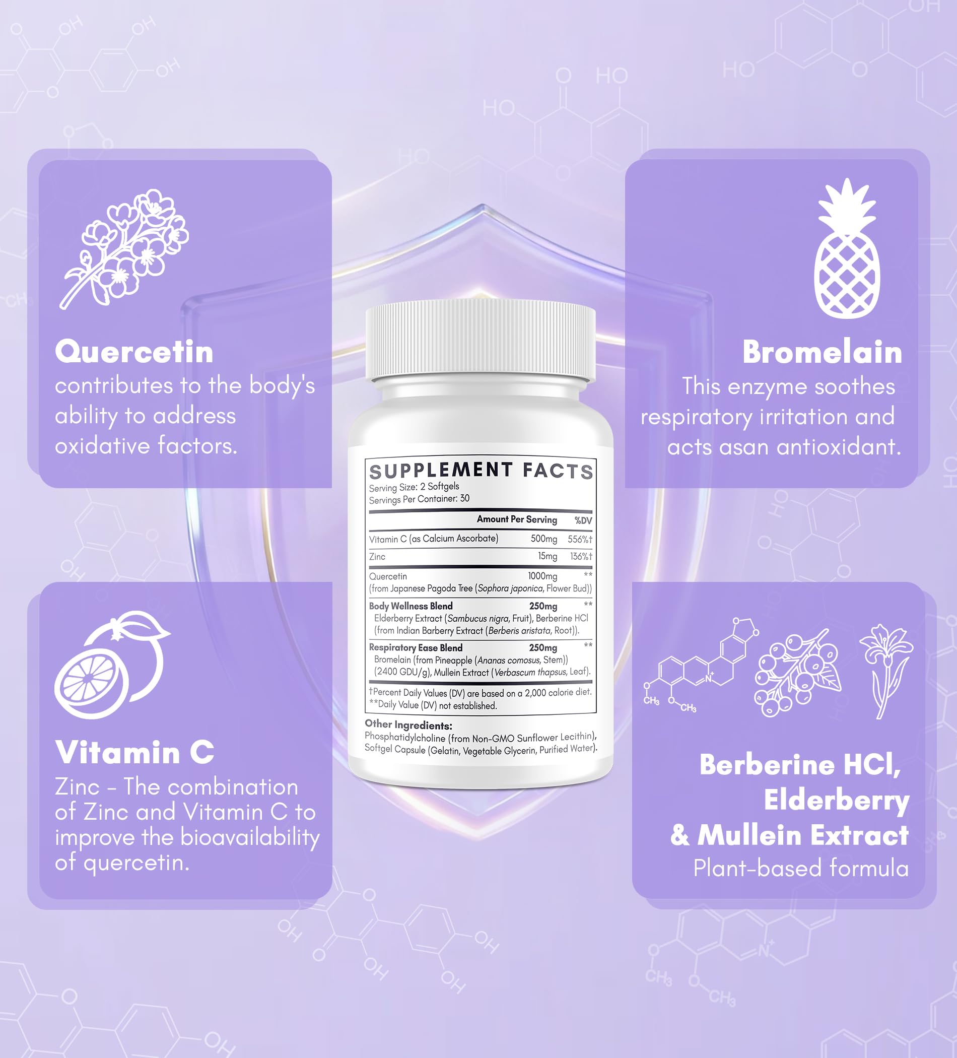 Clarusph Quercétine - posologie simple : 2 gélules par prise.