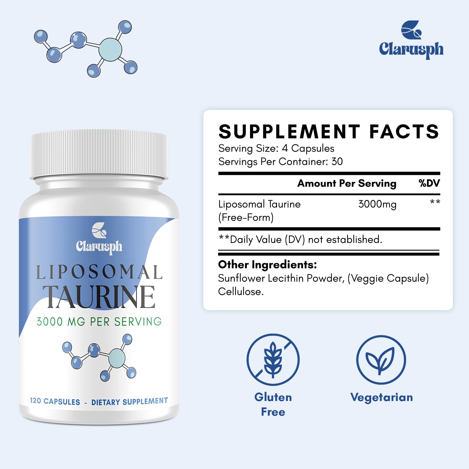 Clarusph Taurine bien-être quotidien, soutien énergie et équilibre.