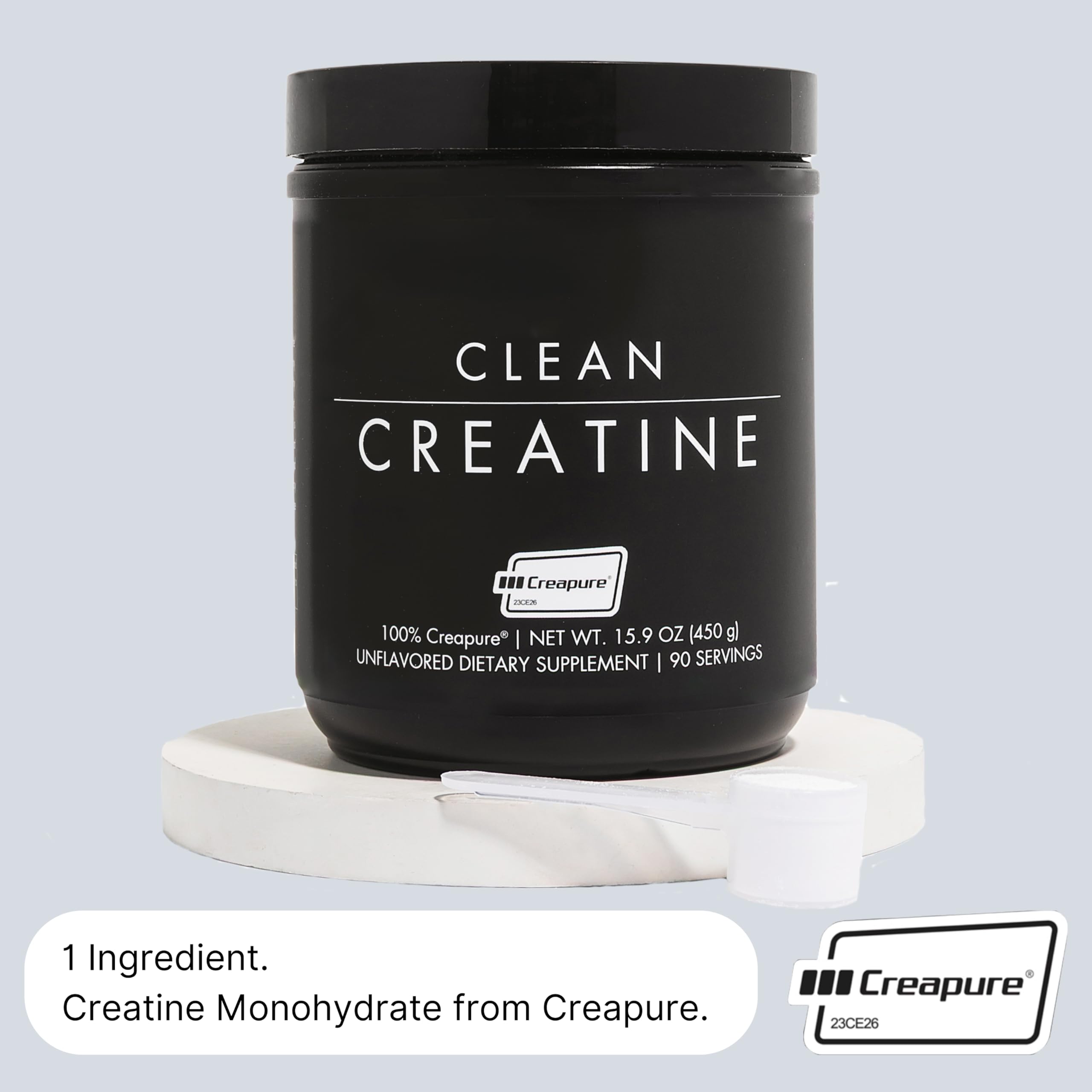 Étiquette vegan et sans gluten sur CLEAN Créatine, choix inclusif.