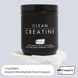 Étiquette vegan et sans gluten sur CLEAN Créatine, choix inclusif.