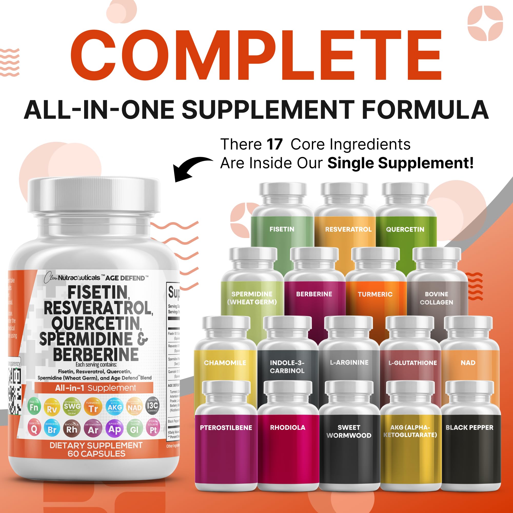 Bouteille Clean Nutraceuticals Age Defense sur étagère