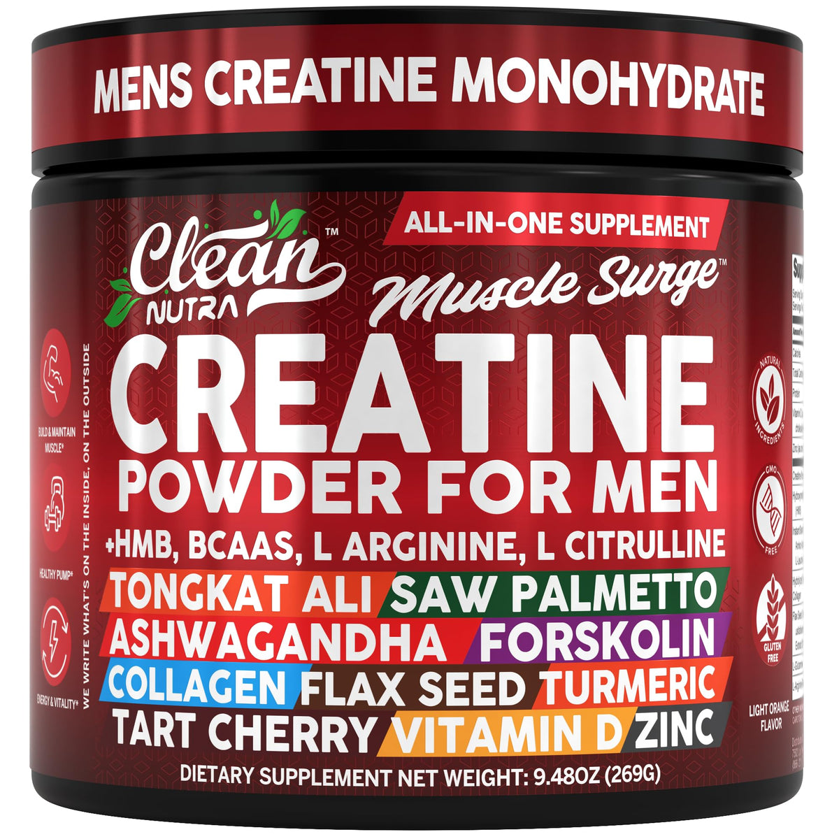 Clean Nutra Creatine en flacon, poudre prête à être mélangée pour l'énergie