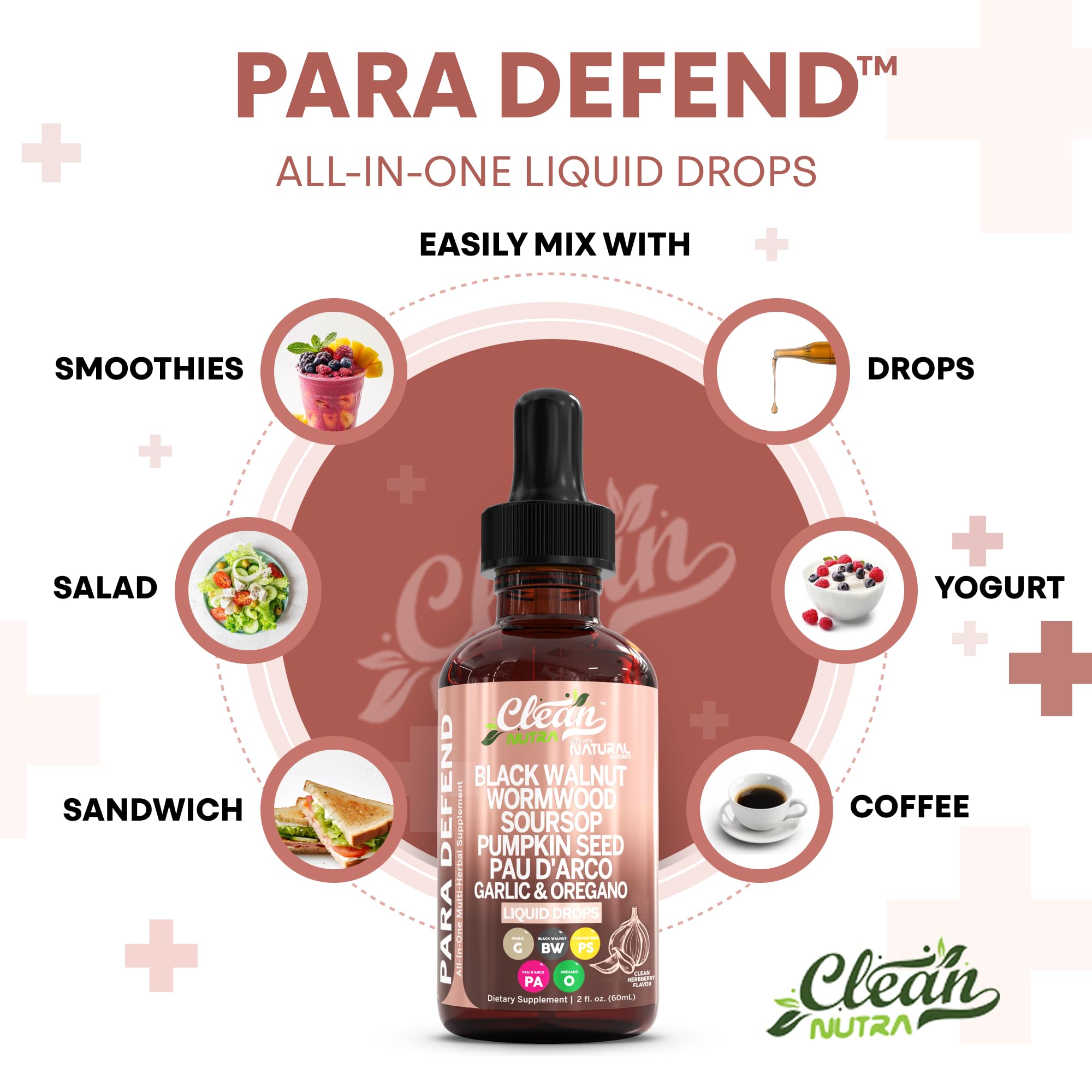Clean Nutra Defend huile d ail en gouttes, aide digestive