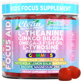Gommes Clean Nutra Kids Focus visibles en bouteille, soutien cognitif potentiel pour enfants