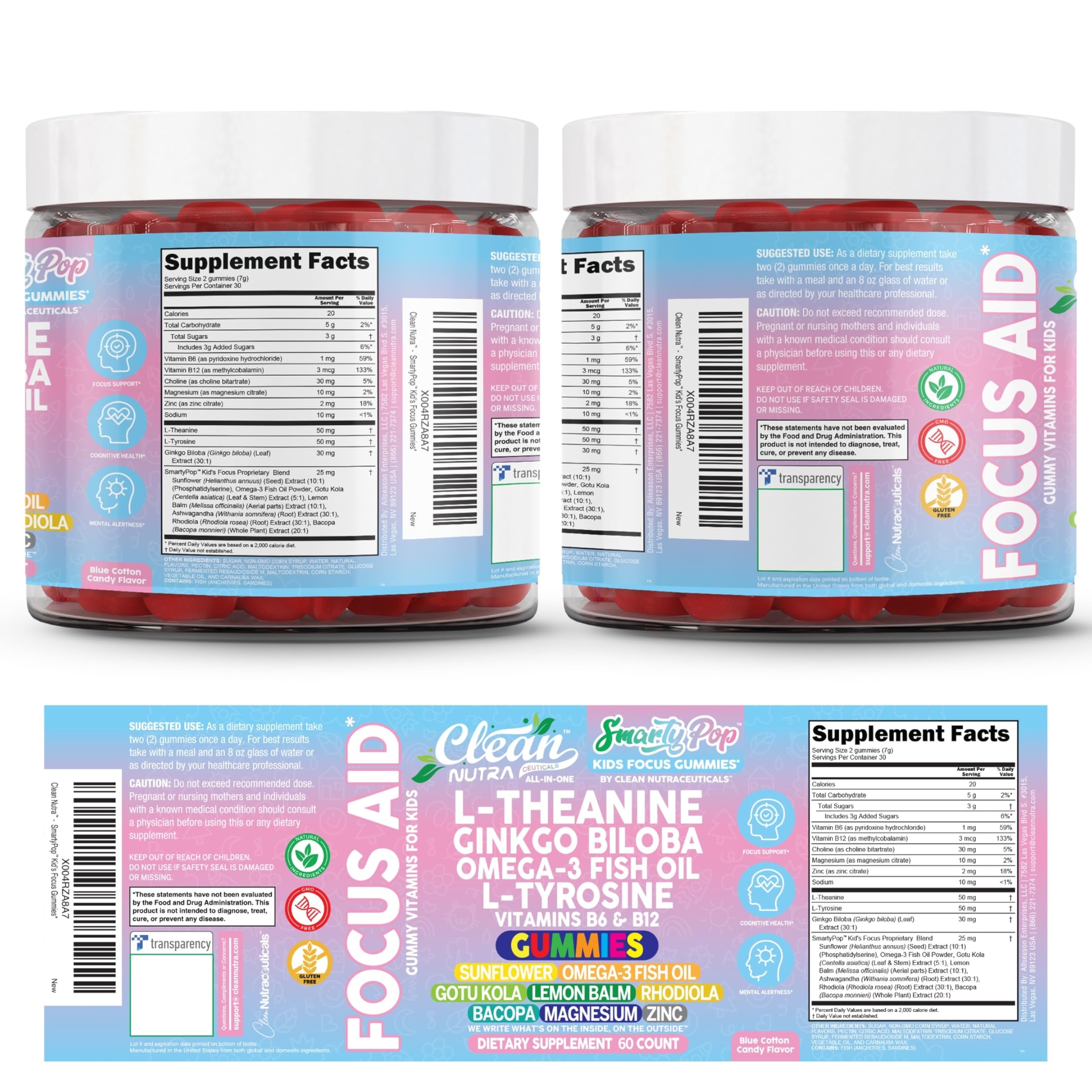 Option végan sans OGM Clean Nutra Kids Focus, pratique et sûr pour les familles