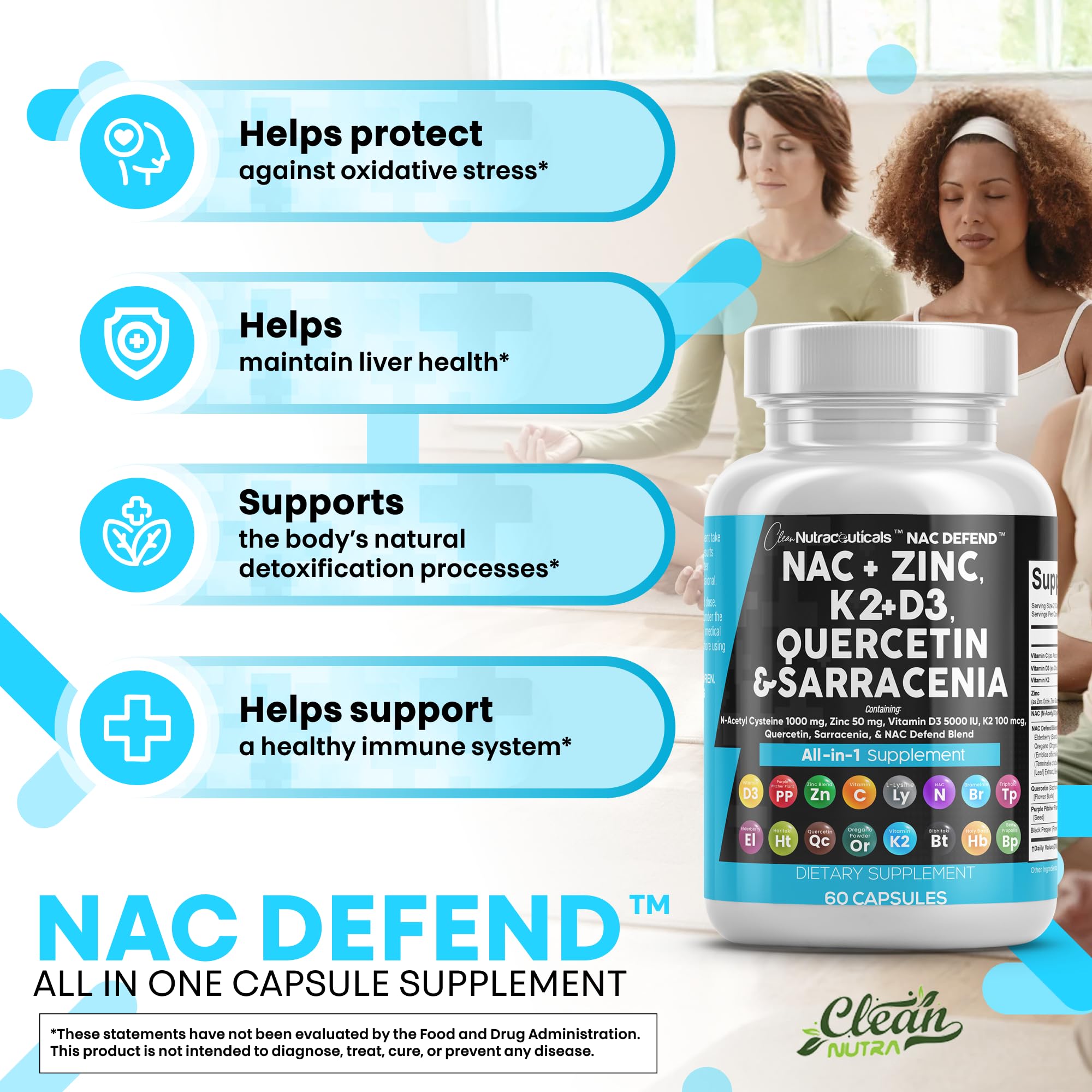 NAC Defend avec D3 et K2 pour énergie quotidienne et équilibre naturel