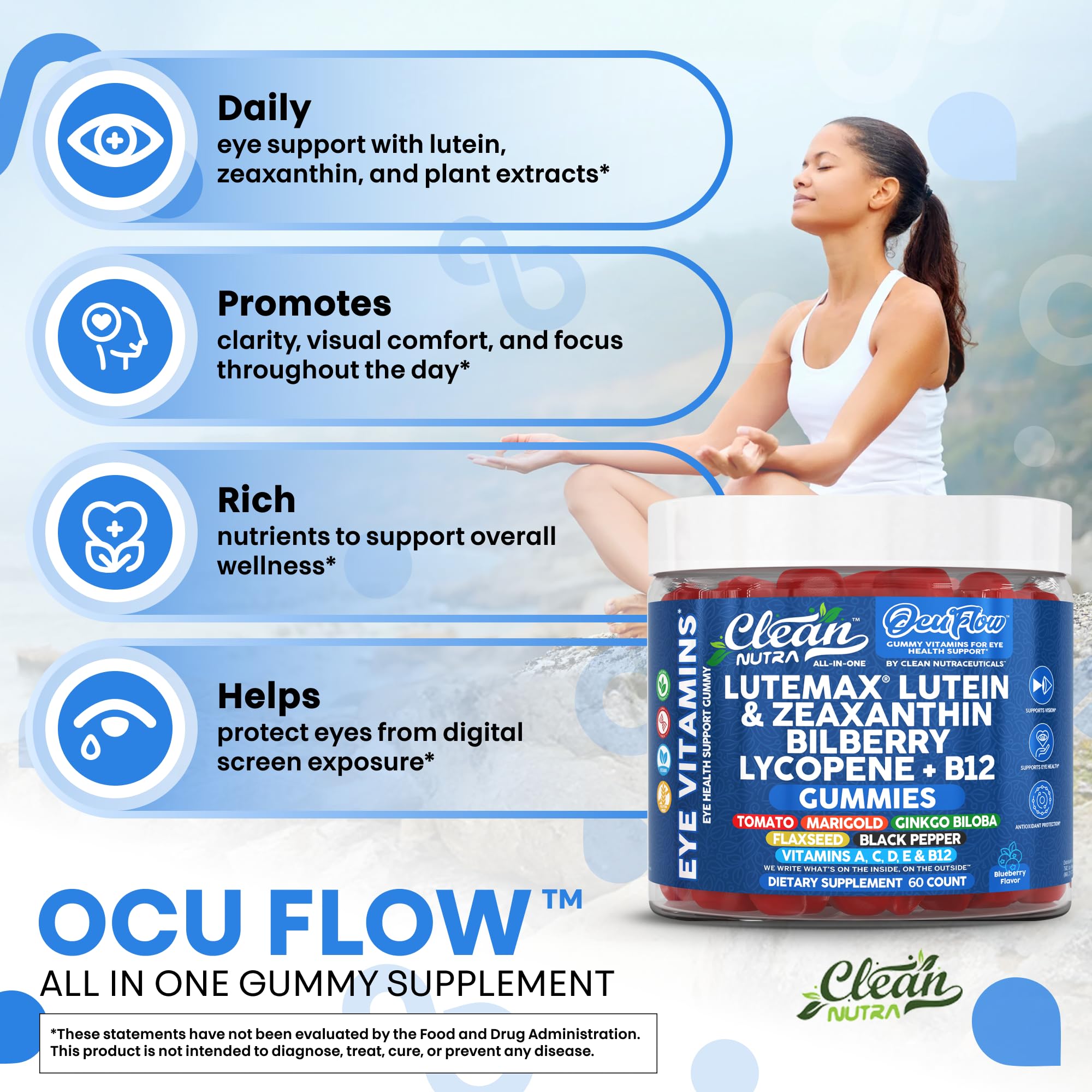 OCUFlow CoQ10, vitamine D3 pour l'énergie cellulaire et l'œil.