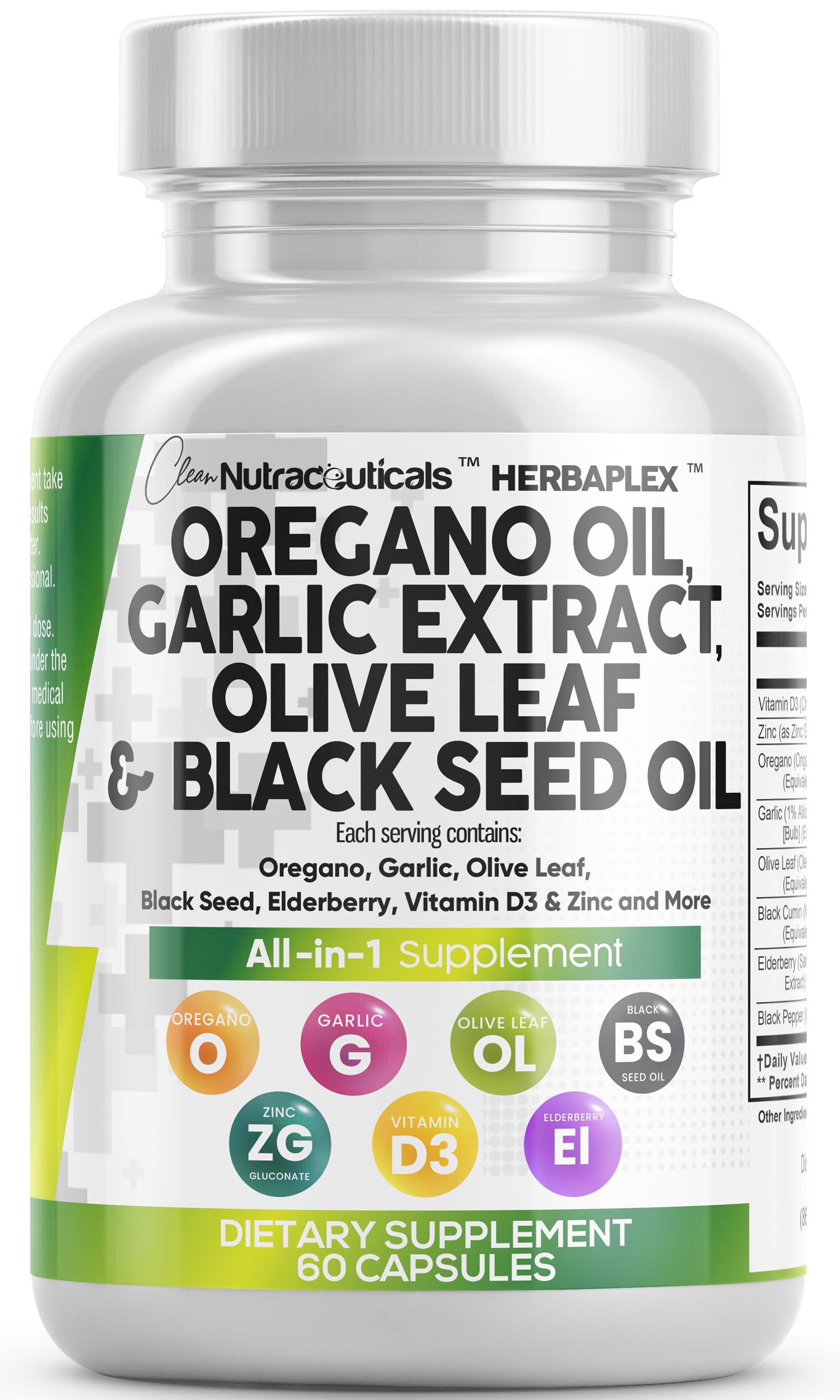 Clean Nutra Oregano: bouteille de gélules d'huile prête au soutien immunitaire