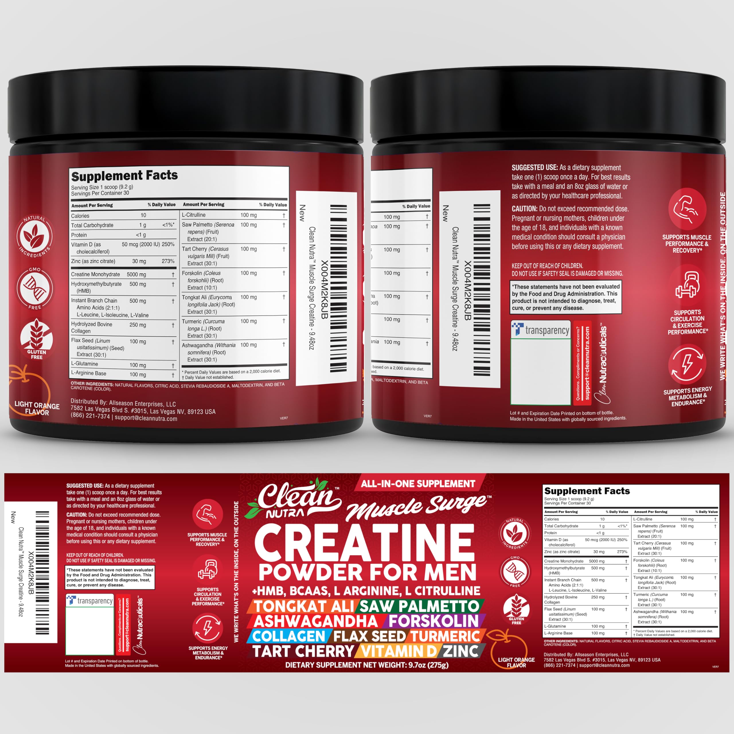 Clean Nutra Pré-entraînement tout-en-un sans colorants artificiels