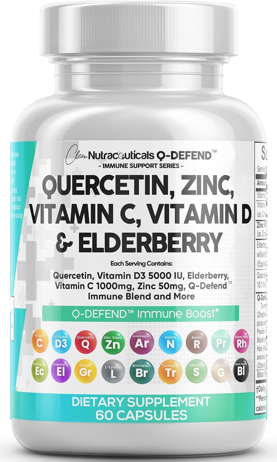 Q Defend Clean Nutra — bouteille-gelules prête a soutenir l immmunite potentielle