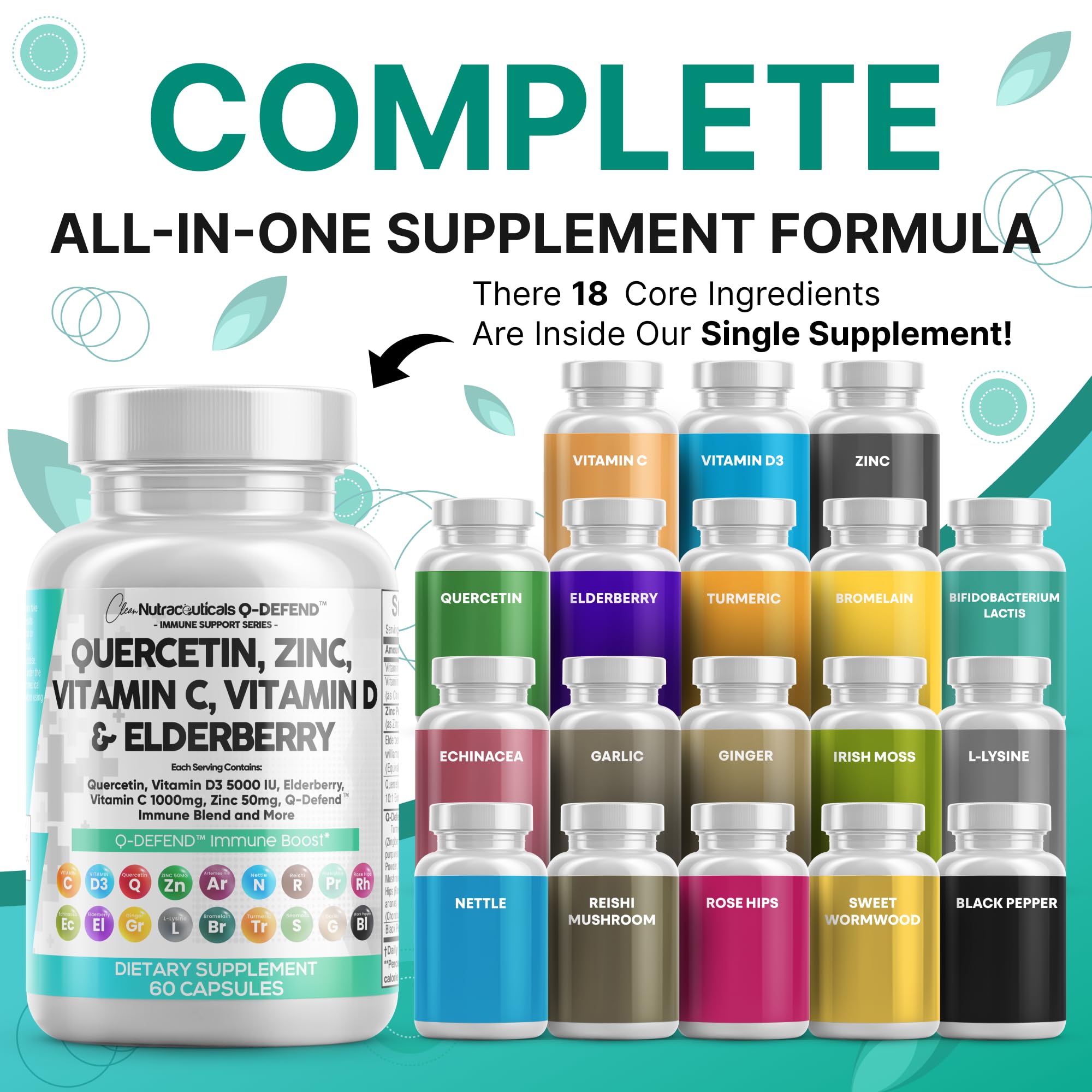 Q Defend — gelules en gros plan montrant la combinaison Quercetine et Zinc pour la vitalite