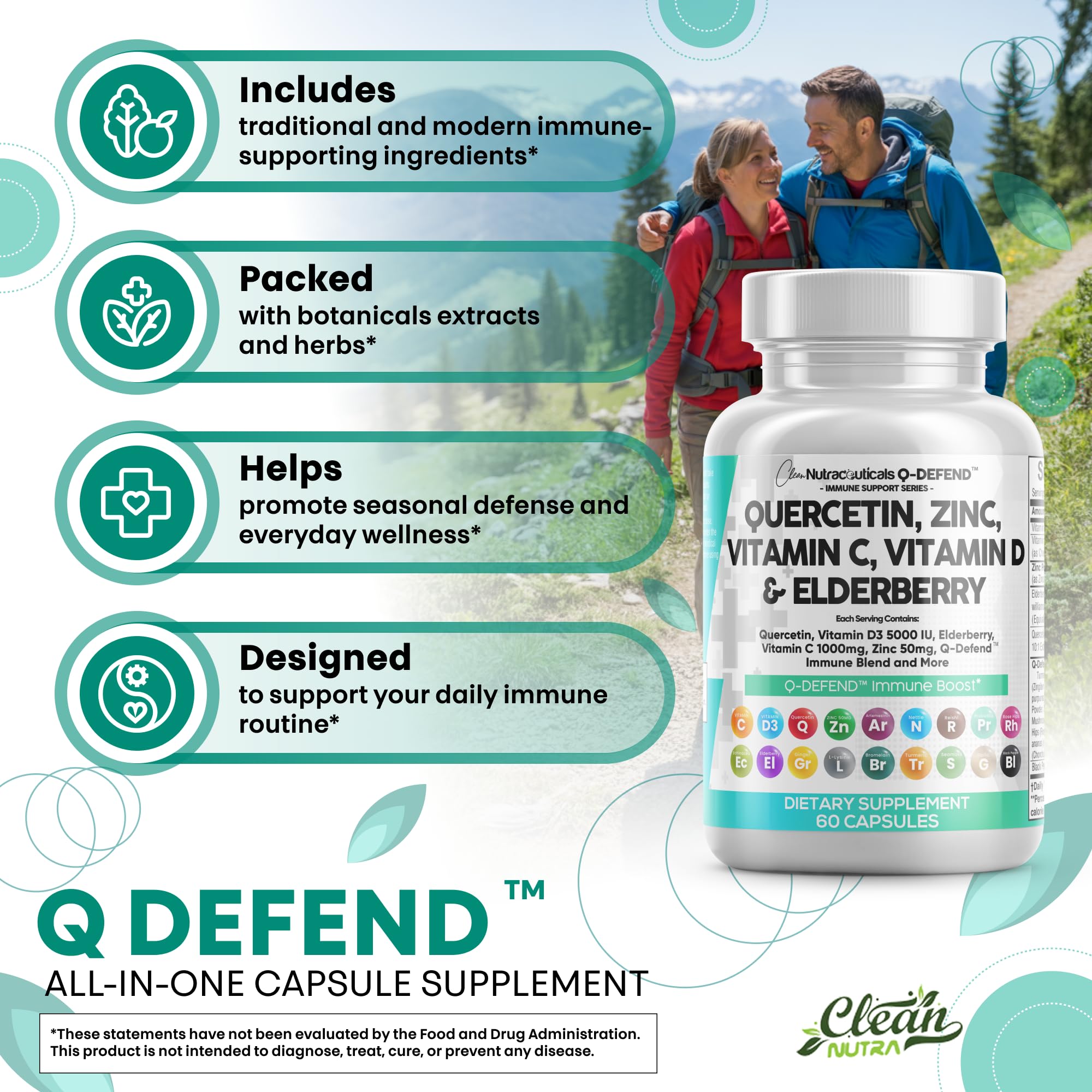 Q Defend — usage quotidien, capsule facile a avaler pour le soutien immunitaire potentiel