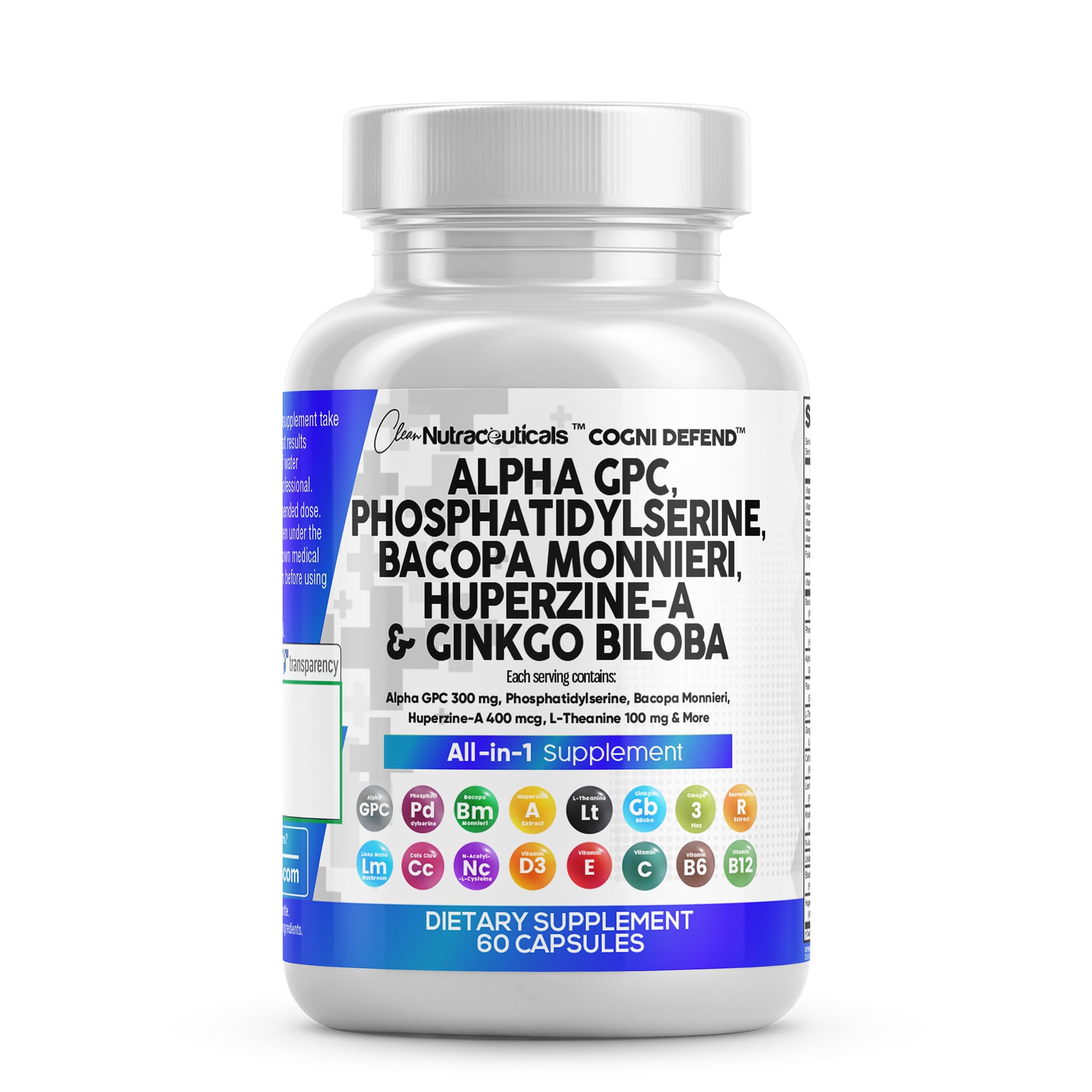 Clean Nutraceuticals Alpha GPC – bouteille pratique pour votre routine quotidienne.