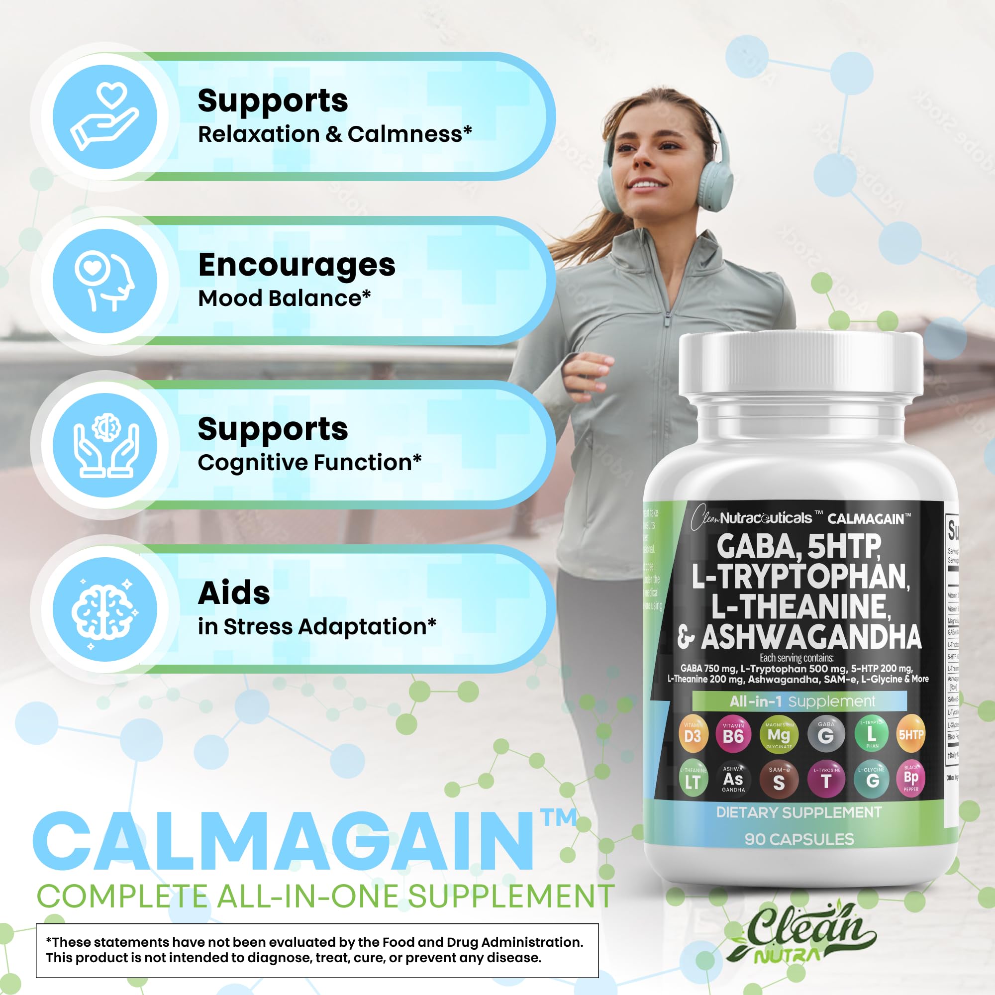 Extrait d'Ashwagandha dans Clean Nutraceuticals pour soutien nerveux.