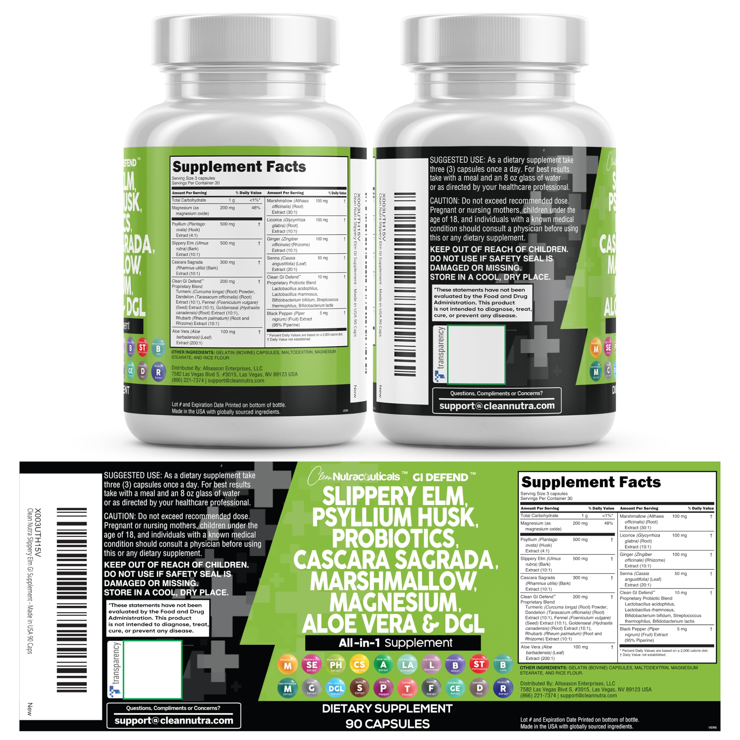 Boîte Clean Nutraceuticals montrant l'emballage et les ingrédients